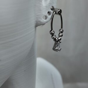 Bilye Detaylı Minimal  Gümüş Halka Küpe