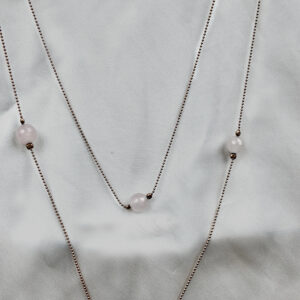 Pembe Kuartz taşlı gümüş toplu kolye