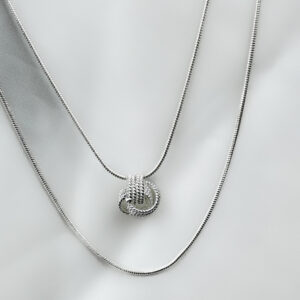 İkili Yılan Derisi Zincir Kolye